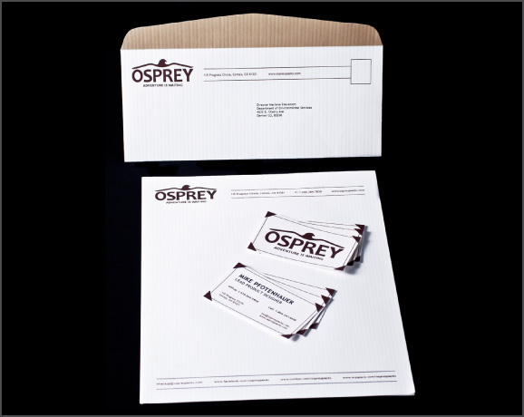 Osprey Packs, Inc. rebranded business identity system